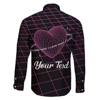 All You Need is Love Valentine Day Family Matching Off Shoulder Long Sleeve Dress and Hawaiian Shirt Geometry Wireframe Style - Wonder Print Shop
