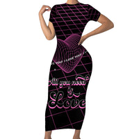 All You Need is Love Valentine Day Family Matching Short Sleeve Bodycon Dress and Hawaiian Shirt Geometry Wireframe Style - Wonder Print Shop
