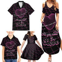 All You Need is Love Valentine Day Family Matching Summer Maxi Dress and Hawaiian Shirt Geometry Wireframe Style - Wonder Print Shop