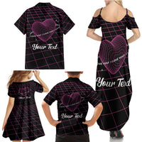 All You Need is Love Valentine Day Family Matching Summer Maxi Dress and Hawaiian Shirt Geometry Wireframe Style - Wonder Print Shop