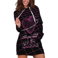 All You Need is Love Valentine Day Hoodie Dress Geometry Wireframe Style - Wonder Print Shop
