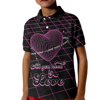 All You Need is Love Valentine Day Kid Polo Shirt Geometry Wireframe Style - Wonder Print Shop
