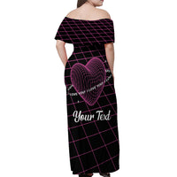 All You Need is Love Valentine Day Off Shoulder Maxi Dress Geometry Wireframe Style - Wonder Print Shop