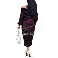 All You Need is Love Valentine Day Off The Shoulder Long Sleeve Dress Geometry Wireframe Style - Wonder Print Shop