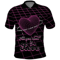 All You Need is Love Valentine Day Polo Shirt Geometry Wireframe Style - Wonder Print Shop