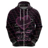 All You Need is Love Valentine Day Zip Hoodie Geometry Wireframe Style - Wonder Print Shop