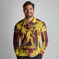 Custom Cricket 2026 West Indies Long Sleeve Polo Shirt WI Tropical Version