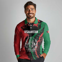 Personalized Afghanistan Long Sleeve Polo Shirt Grunge Style