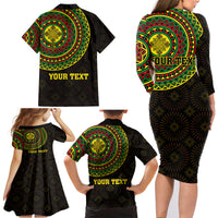 Ethiopia National Day Family Matching Long Sleeve Bodycon Dress and Hawaiian Shirt Lion Of Judah African Pattern - Wonder Print Shop
