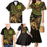 Ethiopia National Day Family Matching Mermaid Dress and Hawaiian Shirt Lion Of Judah African Pattern - Wonder Print Shop