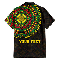 Ethiopia National Day Family Matching Off Shoulder Short Dress and Hawaiian Shirt Lion Of Judah African Pattern - Wonder Print Shop