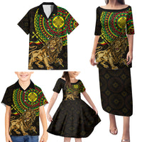Ethiopia National Day Family Matching Puletasi and Hawaiian Shirt Lion Of Judah African Pattern - Wonder Print Shop