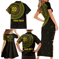 Ethiopia National Day Family Matching Short Sleeve Bodycon Dress and Hawaiian Shirt Lion Of Judah African Pattern - Wonder Print Shop