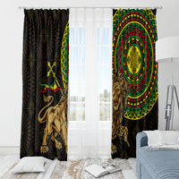 Ethiopia National Day Window Curtain Lion Of Judah African Pattern - Wonder Print Shop