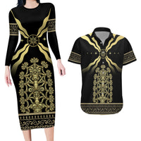 Assyria Empire Couples Matching Long Sleeve Bodycon Dress and Hawaiian Shirt Assyrian Mythological Spirit - Wonder Print Shop