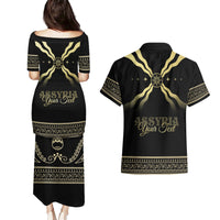 Assyria Empire Couples Matching Puletasi and Hawaiian Shirt Assyrian Mythological Spirit - Wonder Print Shop