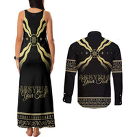 Assyria Empire Couples Matching Tank Maxi Dress and Long Sleeve Button Shirt Assyrian Mythological Spirit - Wonder Print Shop