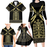 Assyria Empire Family Matching Long Sleeve Bodycon Dress and Hawaiian Shirt Assyrian Mythological Spirit - Wonder Print Shop