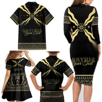 Assyria Empire Family Matching Long Sleeve Bodycon Dress and Hawaiian Shirt Assyrian Mythological Spirit - Wonder Print Shop
