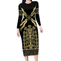 Assyria Empire Family Matching Long Sleeve Bodycon Dress and Hawaiian Shirt Assyrian Mythological Spirit - Wonder Print Shop