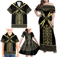 Assyria Empire Family Matching Off Shoulder Maxi Dress and Hawaiian Shirt Assyrian Mythological Spirit - Wonder Print Shop