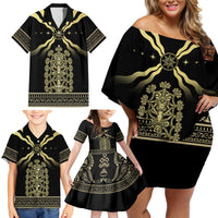 Assyria Empire Family Matching Off Shoulder Short Dress and Hawaiian Shirt Assyrian Mythological Spirit - Wonder Print Shop