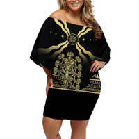 Assyria Empire Family Matching Off Shoulder Short Dress and Hawaiian Shirt Assyrian Mythological Spirit - Wonder Print Shop