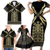 Assyria Empire Family Matching Short Sleeve Bodycon Dress and Hawaiian Shirt Assyrian Mythological Spirit - Wonder Print Shop