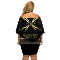 Assyria Empire Off Shoulder Short Dress Assyrian Mythological Spirit - Wonder Print Shop