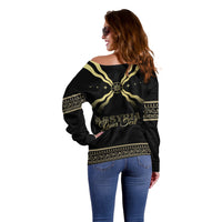 Assyria Empire Off Shoulder Sweater Assyrian Mythological Spirit - Wonder Print Shop