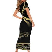 Assyria Empire Short Sleeve Bodycon Dress Assyrian Mythological Spirit - Wonder Print Shop