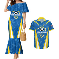Custom Turks and Caicos Islands Football Couples Matching Mermaid Dress and Hawaiian Shirt Team TCI Go Champions