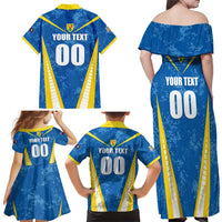 Custom Turks and Caicos Islands Football Family Matching Off Shoulder Maxi Dress and Hawaiian Shirt Team TCI Go Champions