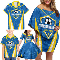 Custom Turks and Caicos Islands Football Family Matching Off Shoulder Short Dress and Hawaiian Shirt Team TCI Go Champions