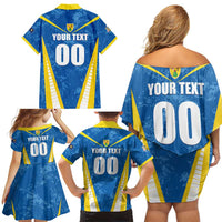 Custom Turks and Caicos Islands Football Family Matching Off Shoulder Short Dress and Hawaiian Shirt Team TCI Go Champions