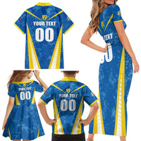 Custom Turks and Caicos Islands Football Family Matching Short Sleeve Bodycon Dress and Hawaiian Shirt Team TCI Go Champions