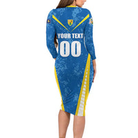 Custom Turks and Caicos Islands Football Long Sleeve Bodycon Dress Team TCI Go Champions