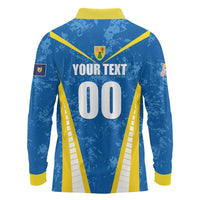 Custom Turks and Caicos Islands Football Long Sleeve Polo Shirt Team TCI Go Champions