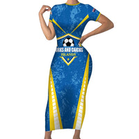 Custom Turks and Caicos Islands Football Short Sleeve Bodycon Dress Team TCI Go Champions