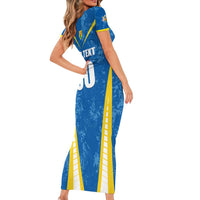 Custom Turks and Caicos Islands Football Short Sleeve Bodycon Dress Team TCI Go Champions