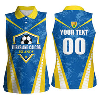 Custom Turks and Caicos Islands Football Women Sleeveless Polo Shirt Team TCI Go Champions