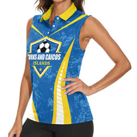 Custom Turks and Caicos Islands Football Women Sleeveless Polo Shirt Team TCI Go Champions