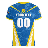 Custom Turks and Caicos Islands Football Women V-Neck T-Shirt Team TCI Go Champions