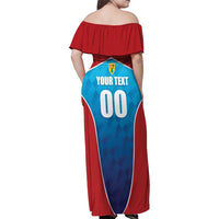 Custom Turks and Caicos Islands Rugby Family Matching Off Shoulder Maxi Dress and Hawaiian Shirt TCI Team Come On