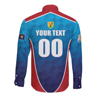 Custom Turks and Caicos Islands Rugby Long Sleeve Button Shirt TCI Team Come On