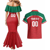 Custom Baseball Mexico Diablos Rojos Couples Matching Mermaid Dress and Hawaiian Shirt Red Devils Aztec Pattern