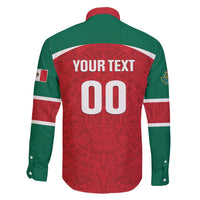 Custom Baseball Mexico Diablos Rojos Family Matching Long Sleeve Bodycon Dress and Hawaiian Shirt Red Devils Aztec Pattern