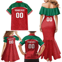 Custom Baseball Mexico Diablos Rojos Family Matching Mermaid Dress and Hawaiian Shirt Red Devils Aztec Pattern