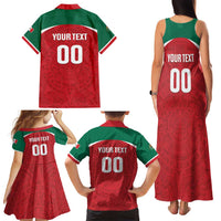 Custom Baseball Mexico Diablos Rojos Family Matching Tank Maxi Dress and Hawaiian Shirt Red Devils Aztec Pattern