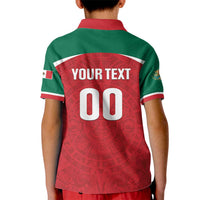Custom Baseball Mexico Diablos Rojos Kid Polo Shirt Red Devils Aztec Pattern